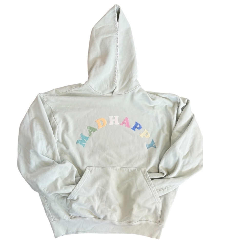 Madhappy Pastels French Terry Hoodie Light Green Rainbow Logo Small